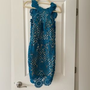 NWT Free people Jesse lace mini dress teal size small